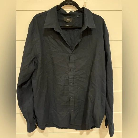 Vince mens navy soft cotton/flannel relaxed fit button down - Picture 1 of 6